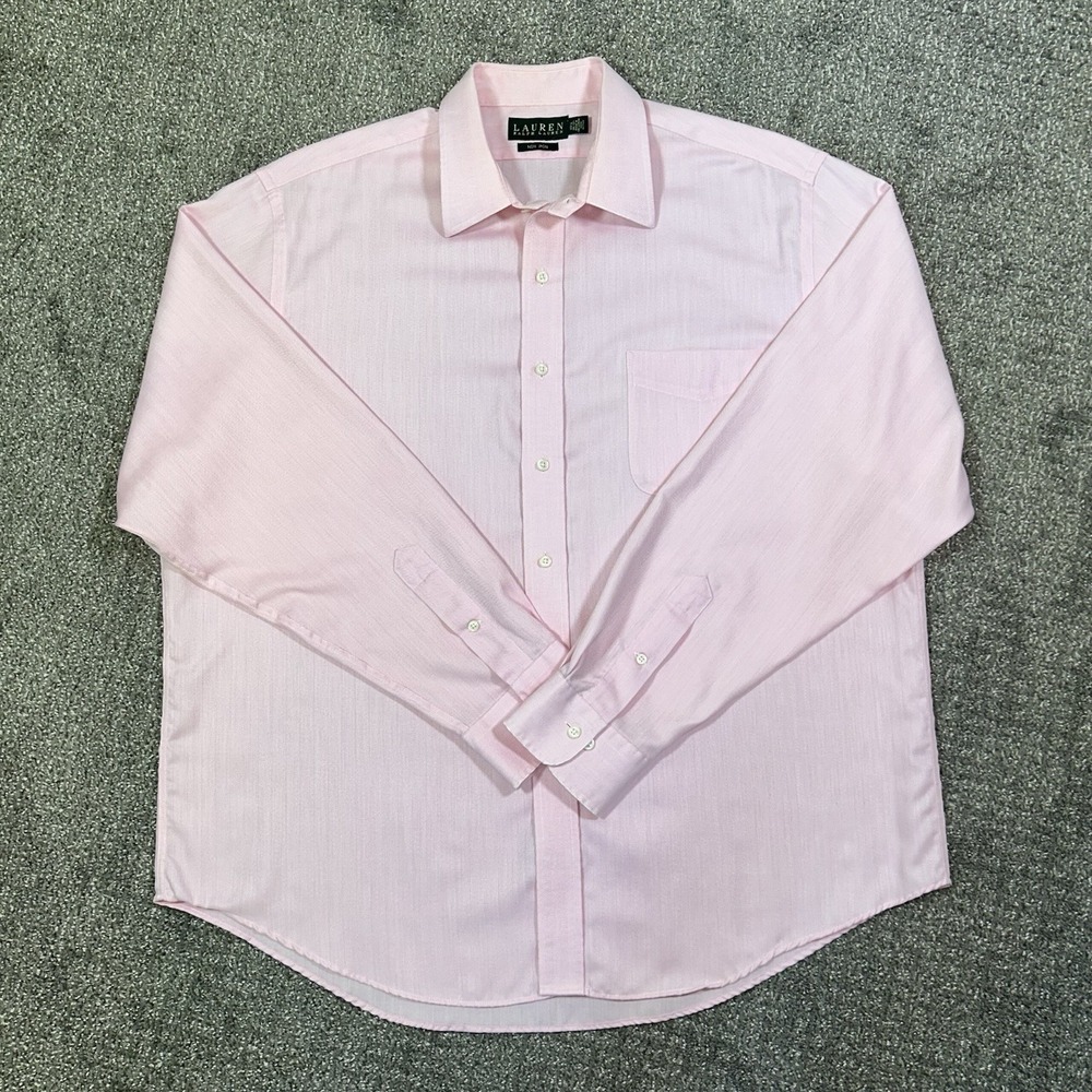 LAUREN RALPH LAUREN Long Sleeve Pink Dress Shirt -Men's 17.5 36/37- Green Label